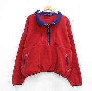 XL★古着 EMS 長袖 ハーフジップ フリース ジャケット メンズ 90年代 90s USA製 赤他【spe】 26feb25