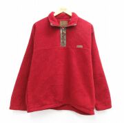 M★古着 G.H.BASS 長袖 ハーフジップ フリース ジャケット メンズ 90年代 90s USA製 赤【spe】 26feb25