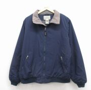 L★古着 エルエルビーン 長袖 ナイロン ジャケット メンズ 00年代 00s ワンポイントロゴ 紺 内側フリース【spe】 26feb26