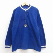 XL★古着 アディダス adidas 長袖 ハーフジップ フリース ジャケット メンズ 90年代 90s ワンポイントロゴ 青【spe】 26mar17