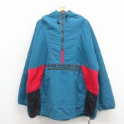 XL★古着 エルエルビーン 長袖 ハーフジップ アノラック ジャケット パーカー メンズ 90年代 90s シンサレート 大きいサイズ ロング丈 青緑【spe】 26mar17