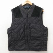 M★古着 ラルフローレン ブランド キルティング ベスト メンズ 90年代 90s スエード使用 黒【spe】 26apr23