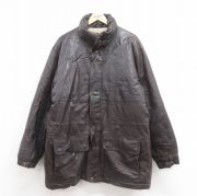 XL★古着 エディーバウアー 長袖 レザー ダウン ジャケット メンズ 90年代 90s ロング丈 こげ茶 ブラウン 【spe】 25sep29 中古 アウター 革ジャン 皮ジャン