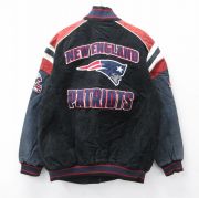 XL★古着 長袖 レザー ジャケット メンズ NFL ニューイングランドペイトリオッツ 黒他 ブラック アメフト スーパーボウル 【spe】 25oct06 中古 アウター 革ジャン 皮ジャン