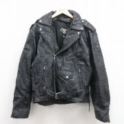 L★古着 長袖 レザー ジャケット メンズ 00年代 00s ダブルライダース パッチワーク 黒 ブラック 【spe】 25oct04 中古 アウター 革ジャン 皮ジャン