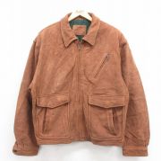 XL★古着 セントジョンズベイ 長袖 レザー ジャケット メンズ 00年代 00s 大きいサイズ 茶 ブラウン 【spe】 25oct22 中古 アウター 革ジャン 皮ジャン