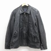 L★古着 ギャップ GAP 長袖 レザー ジャケット メンズ 00年代 00s 黒 内側キルティング【spe】 25dec15