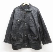 古着通販 XL☆古着 長袖 ビンテージ レザー ジャケット メンズ 70年代