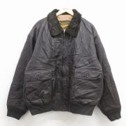 XL★古着 長袖 レザー ジャケット メンズ ミリタリー G-1 大きいサイズ こげ茶【spe】 26jan23