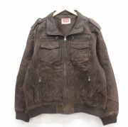 XL★古着 リーバイス Levis 長袖 レザー ジャケット メンズ 大きいサイズ こげ茶【spe】 26jan24