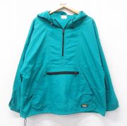 XL★古着 エルエルビーン LLBEAN 長袖 ナイロン ジャケット アノラック パーカー メンズ 90年代 90s ワンポイントロゴ 青緑 【spe】 25aug04 中古 アウター ウインドブレーカー
