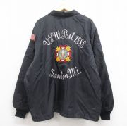XL★古着 長袖 ナイロン ジャケット メンズ 80年代 80s 消防署 チェーンステッチ刺繍 大きいサイズ USA製 黒 ブラック 内側ボア 【spe】 25aug30 中古 アウター ウインドブレーカー