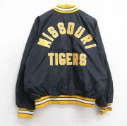 M★古着 ラッセル 長袖 ナイロン ジャケット メンズ 70年代 70s ミズーリタイガース ラグラン 黒 ブラック 【spe】 25sep05 中古 アウター ウインドブレーカー
