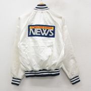M★古着 長袖 ナイロン ジャケット メンズ 90 コンピューターシステム ニュース ラグラン USA製 白 ホワイト 【spe】 25sep27 中古 アウター ウインドブレーカー