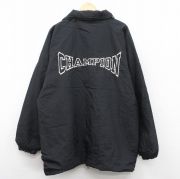 XL★古着 チャンピオン Champion 長袖 ナイロン ジャケット メンズ 00年代 00s ビッグロゴ ラグラン 大きいサイズ ロング丈 黒 ブラック 【spe】 25oct01 中古 アウター ウインドブレーカー