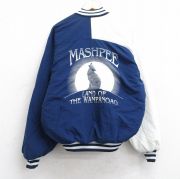 XL★古着 Dunbrooke 長袖 ナイロン ジャケット メンズ 90年代 90s オオカミ マッシュピー ツートンカラー ラグラン USA製 紺他 ネイビー 内側キルティング 【spe】 25oct03 中古 アウター ウインドブレーカー