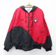 XL★古着 長袖 ナイロン ジャケット パーカー メンズ 90年代 90s ヘニカー ホッケー ツートンカラー 大きいサイズ USA製 赤他 レッド 内側キルティング 【spe】 25oct11 中古 アウター ウインドブレーカー