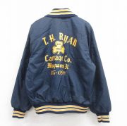 XL★古着 長袖 ナイロン ジャケット メンズ 80年代 80s クローバー USA製 紺 ネイビー 内側キルティング 【spe】 25oct16 中古 アウター ウインドブレーカー