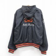 XL★古着 ホロウェイ 長袖 ハーフジップ ナイロン ジャケット パーカー メンズ 90年代 90s ホッケー 刺繍 USA製 黒 ブラック 【spe】 25oct16 中古 アウター ウインドブレーカー