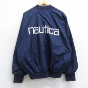 XL★古着 ノーティカ NAUTICA 長袖 ブランド ナイロン ジャケット メンズ 90年代 90s ビッグロゴ ラグラン 紺 ネイビー 【spe】 25oct20 中古 アウター ウインドブレーカー
