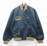 XL★古着 長袖 ナイロン ジャケット メンズ 90年代 90s スプリングフォード フットボール USA製 紺 ネイビー 内側キルティング 【spe】 25oct20 中古 アウター ウインドブレーカー