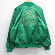 XL★古着 長袖 ナイロン ジャケット メンズ 80年代 80s アイリッシュ ノートルダム 刺繍 ラグラン USA製 緑 グリーン 【spe】 25oct24 中古 アウター ウインドブレーカー