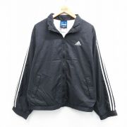 M★古着 アディダス adidas 長袖 ナイロン ジャケット メンズ 00年代 00s ワンポイントロゴ 黒 ブラック 3本ライン 【spe】 25oct24 中古 アウター ウインドブレーカー