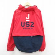 XL★古着 ノーティカ NAUTICA 長袖 ブランド ナイロン ジャケット メンズ 90年代 90s ビッグロゴ US2 ラグラン 赤他 レッド 内側メッシュ 【spe】 25oct28 中古 アウター ウインドブレーカー