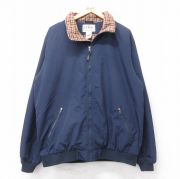 L★古着 エルエルビーン LLBEAN 長袖 ナイロン ジャケット メンズ 00年代 00s　ワンポイントロゴ 紺 ネイビー 内側フランネル 【spe】 25nov05 中古 アウター ウインドブレーカー