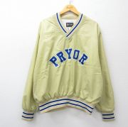 XL★古着 バドウィン 長袖 ナイロン ジャケット メンズ 80年代 80s PRYOR 大きいサイズ Vネック USA製 ベージュ系【spe】 25nov14
