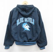 L★古着 ホロウェイ 長袖 ハーフジップ ナイロン ジャケット パーカー メンズ 90年代 90s ブルーデビルズ USA製 紺【spe】 25nov19