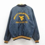 XL★古着 長袖 ナイロン ジャケット メンズ 80年代 80s MIGHTY 刺繍 大きいサイズ USA製 紺他【spe】 26jan24