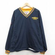 XL★古着 チャンピオン Champion 長袖 ナイロン ジャケット メンズ 00年代 00s TRAIN Vネック 紺他【spe】 26feb09