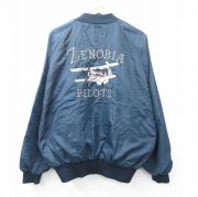 XL★古着 Dunbrooke 長袖 ナイロン ジャケット メンズ 90年代 90s ZENOBIA 飛行機 刺繍 ラグラン 大きいサイズ USA製 紺【spe】 26mar06