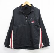 M★古着 アディダス adidas 長袖 ハーフジップ ナイロン ジャケット メンズ 90年代 90s ワンポイントロゴ 黒他【spe】 26mar07
