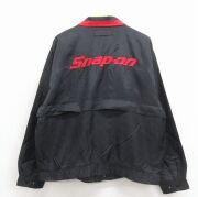 XL★古着 長袖 ナイロン ジャケット メンズ スナップオン 刺繍 黒【spe】 26mar09