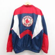 XL★古着 スターター 長袖 ナイロン ジャケット メンズ 00年代 00s MLB ボストンレッドソックス 刺繍 紺他 メジャーリーグ ベースボール 野球【spe】 26mar12