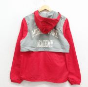 S★古着 チャンピオン champion 長袖 ハーフジップ ナイロン ジャケット アノラック パーカー メンズ 90年代 90s アカデミー ツートンカラー USA製 赤【spe】 26apr03