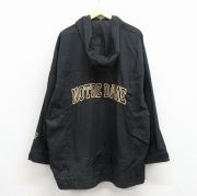 XL★古着 長袖 ハーフジップ ナイロン ジャケット アノラック パーカー メンズ 90年代 90s ノートルダム 刺繍 大きいサイズ 黒【spe】 26apr03