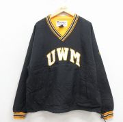 XL★古着 チャンピオン champion 長袖 ナイロン ジャケット メンズ 00年代 00s UWM 刺繍 Vネック 黒他【spe】 26apr06