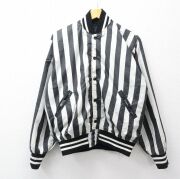 L★古着 長袖 レフェリー ナイロン ジャケット メンズ 80年代 80s リバーシブル USA製 黒他 ストライプ【spe】 26apr16