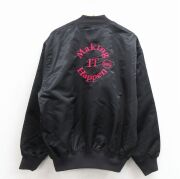 XL★古着 長袖 ナイロン ジャケット メンズ 90年代 90s Making 刺繍 USA製 黒【spe】 26apr18