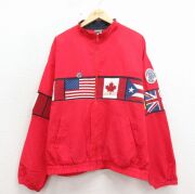 L★古着 長袖 ナイロン ジャケット メンズ 90年代 90s 国旗 USA製 赤【spe】 26apr27