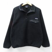 L★古着 パタゴニア patagonia 長袖 フリース ジャケット スナップT メンズ 00年代 00s ワンポイントロゴ シンチラ 黒【spe】 26feb20