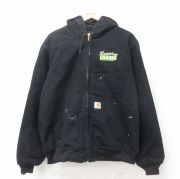 XL★古着 カーハート Carhartt アクティブ 長袖 ジャケット パーカー メンズ 90年代 90s FARMS ダック地 コットン USA製 黒 ブラック 【spe】 25jul23 中古 アウター ジャンパー ブルゾン