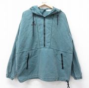 XL★古着 コロンビア COLUMBIA 長袖 ハーフジップ ジャケット アノラックパーカー メンズ 90年代 90s ワンポイントロゴ 大きいサイズ クルーネック 緑系 グリーン 【spe】 25aug02 中古 アウター ジャンパー ブルゾン