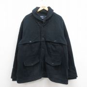 XL★古着 ラルフローレン Ralph Lauren 長袖 ブランド ジャケット メンズ 90年代 90s ハンティング スウェット地 ショールカラー 黒 ブラック 【spe】 25sep02 中古 アウター ジャンパー ブルゾン