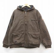 XL★古着 長袖 ジャケット パーカー メンズ snapon スナップオン ダック地 大きいサイズ コットン 茶 ブラウン 内側キルティング 【spe】 25sep26 中古 アウター ジャンパー ブルゾン