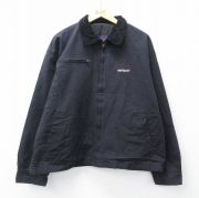XL★古着 キングルイ 長袖 ジャケット メンズ 90年代 90s verizon 襟コーデュロイ ダック地 大きいサイズ コットン USA製 黒 ブラック 【spe】 25oct03 中古 アウター ジャンパー ブルゾン