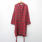 XL★古着 エルエルビーン LLBEAN 長袖 フランネル ガウン メンズ 80年代 80s 大きいサイズ ロング丈 コットン USA製 赤他 レッド タータン チェック 【spe】 25oct10 中古 アウター